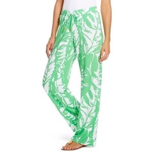 Green Leaf Print Women's Pants
